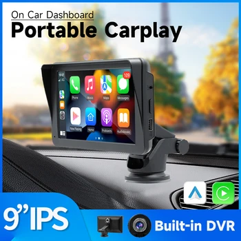 9 Collu Portatīvo Auto Radio ar DVR MP5 Multivides Video Atskaņotājs Touch Ekrāns, Bezvadu Apple Carplay Android Auto Stereo Uztvērējs