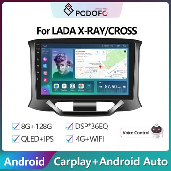 Podofo 2Din Android Auto Radio Multimidia Video Atskaņotājs LADA X-RAY/CROSS GPS Navigācijas 2din Carplay Auto Stereo