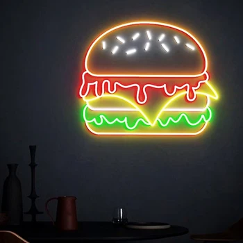 Burgers Neona Zīme Mākslas Parakstīt Pasūtījuma Ātri, Pārtikas Veikals Hamburger LED Gaismas Ātri, Pārtikas Veikals, Restorāns Laipni Zīme Dāvanu Atvēršana