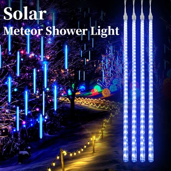 Saules Meteor Duša Lietus String Apgaismojums Ūdensnecaurlaidīgs Dārza Gaismas 8 Caurules Ziemassvētku Eglīte Brīvdienu Puse Kāzas, Svētku Dekorēšana
