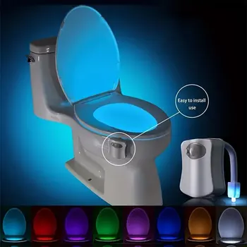LED cilvēka ķermeņa sensoru nakts gaisma, cilvēka tualetes karājas atmosfēra, viegls, 8-krāsu tualetes sensing light, tualetes vāku gaismas