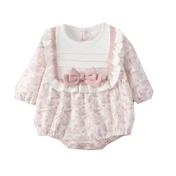 Baby Toddler Meiteņu Drēbes, Ziedu Drukāt Zīdaiņu Bodysuits Jaundzimušo Rozā Tērpiem 0-2Y