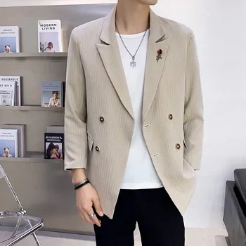 2023 Boutique Liela Izmēra Vīriešu Jaunu Modes Business Casual Slim Fit korejiešu Versija Pusaudžu Britu Stila Kleita Mazo Uzvalks Jaka
