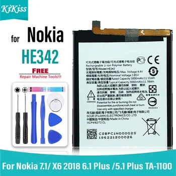 HE342 Mobilā Tālruņa Akumulators Nokia 7.1/ X6 2018. Gadam 6.1 Plus /5.1 Plus TA-1100 TA-1095 TA-1096 TA-1085 VIŅŠ 342 Baterijas