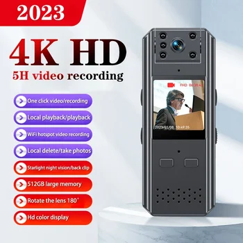 4K/2K HD Attēla Kvalitāti, Ķermeņa Krūšu Kamera Policijas Mini INFRASARKANĀ Nakts Redzamības Anti-shake Vienu-galveno Video Reģistratoru Videokamera
