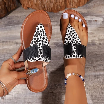 Apavi Sievietēm 2023 Jaunu Flip Flops Sieviešu Čības Gadījuma Pludmales Čības Sieviešu Modes Leopards Drukāt Kurpes Sieviešu Dzīvoklis Sandales
