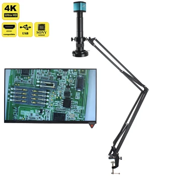48MP 4K HDMI USB Video Digitālās Mikroskopijas Kamera 300X C Mount Objektīvs Konsoles Statīvu Remontu, Lodēšanas Digitālā Attēla iegūšanai