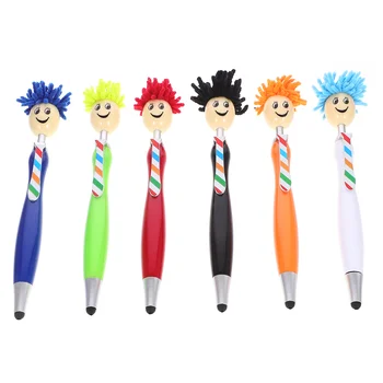 6pcs Plīša Matu Mop Galvas Pildspalvu Karikatūra Studentiem Rakstīšanas Pildspalva Plastmasas Lodīšu Pildspalvas (Asorti Krāsas)