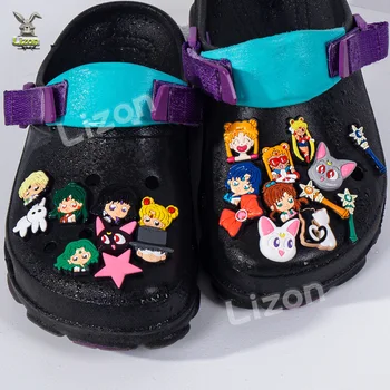 Anime Multfilmu Jūrnieks Apavu Piekariņi Shoelace Backapck Fit Aproces Rotā Kurpju Sprādzes Croc Jibz Cosplay Piederumi
