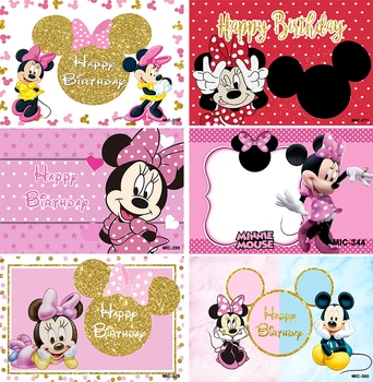 Disney Mickey Minnie Mouse Tēmu Puse Fons Karikatūra Apdare Meitenes Dzimšanas Dienas Ballīti Rozā Spīdums Fotogrāfijas Fona