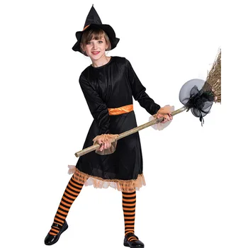 2gab Bērni Bērniem Halloween Raganu Cepures+Kleita Maskēties Puse Cepuri Cosplay Tērpu Halloween Puse Masku Dekorēšana