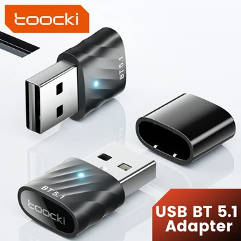Toocki USB Bluetooh 5.1 Dongle Adapteri PC Speaker-Bezvadu Peles Tastatūras Mūzikas Audio Uztvērēju, Raidītāju, Bluetooth