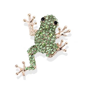 2 Gab./maisiņā, Jauns Modes Pilnu Dimanta Karikatūra Dzīvnieku Zaļā Varde Broša Piederumi DIY Apģērbu Dekorēšana Piederumi