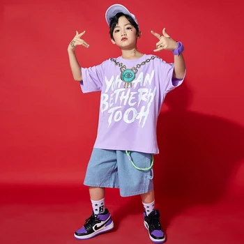 Streetwear Zēni Vasaras Hip Hop Dejas Apģērbu Skatēs Liecina, Skatuves Tērpiem Bērniem, Ielu Dejas, Tērpi, Tērpu YS1698