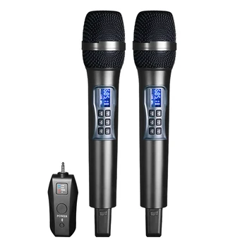 Bezvadu Mikrofons Ar Uztvērēju Audio Dziedāšanas Profesionālās Darbības Sākuma Atbalss Rokas Karaoke Mikrofons