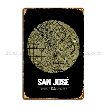 San Jose Pilsētas Karte, Dizaina Metāla Plāksne, Plakāts, Sienas Sienu Dekori Pielāgota Puse Sienas Dekoru, Skārda Parakstīt Plakātu