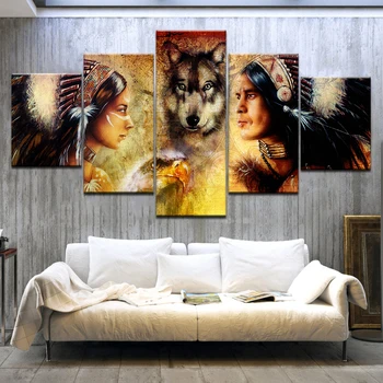 5 HD Panelis Drukas Krāsošana Vilks sienas plakāti Druka Uz Audekla Mākslas Glezniecības mājas dzīvojamā telpu dekorēšana