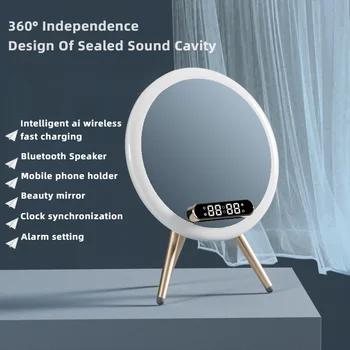 2023 Jaunās Viedās AI Modinātājs Radošo Dāvanu Bezvadu Ātrās Uzlādes Bluetooth Skaļruni Mobilā Tālruņa Turētājs HD Spogulis