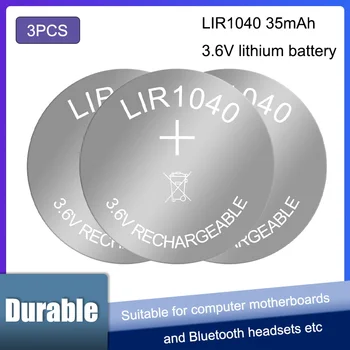 3PCS LIR1040 Pogu Akumulators 3,6 V 35mAh bezvadu austiņas Uzlādējamas litija Baterija, Bluetooth austiņas