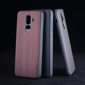Case for Samsung Galaxy j8 2018 pamatbrīvību koka modelis, ādas ādu ar silikona vāciņu samsung j8 2018 gadījumā coque capa