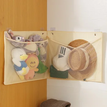 1pc Jaunas mājas sienas uzstādīts uzglabāšanas karājas soma, kuru linuma acs elpojošs rotaļlietu uzglabāšanas karājas soma, liela jauda, salokāma uzglabāšanas maiss