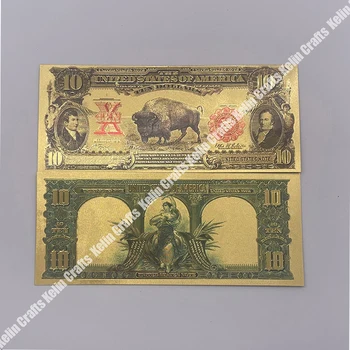 10 Dolārs Krāsas 24k Zeltu ASV Dolāru Banknotes, lai Suvenīru un Dāvanu Kolekcija