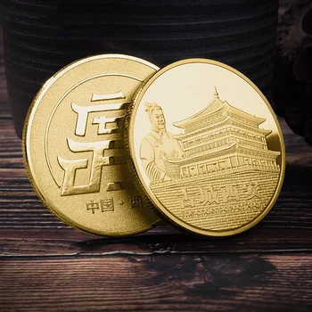 Ķīnas Pilsētā Xi ' an Piemiņas Zelta Monētas Pārklājumu Nozīmītes Tūrisma Scenic Jomā Suvenīri