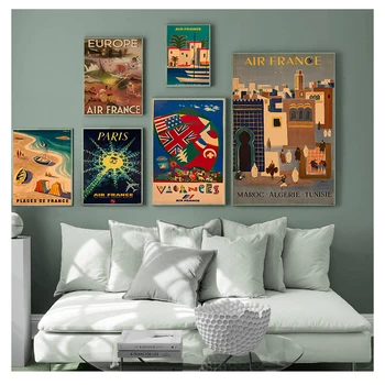Francija Kanvas Glezna Vintage Sienas, Attēlus Kraft Plakātu Pārklājumu Sienas Uzlīmes, Home Decoration Dāvanu Ceļojumu uz Eiropu, Japānu pa Gaisu