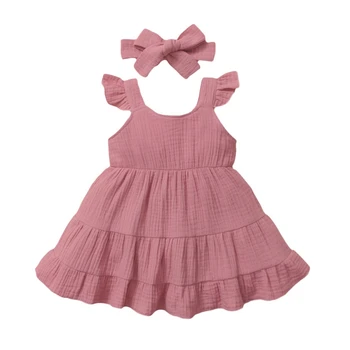 Kleita + Matu Joslā Meitene Princese Vasaras Bērns Meitenes Saģērbt Sweet Tērpi Taureņa Kostīms Bērniem Audums Girl Dress Bērniem Baby