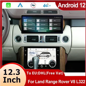 Auto Multivides Video Atskaņotājs Land Rover Range Rover V8 L322 2002-2012 Android 12 Radio, GPS Navi Carplay AC Panelis Galvas Vienības 4G