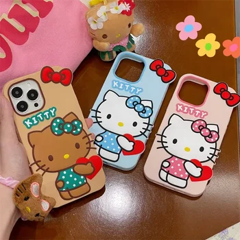 Hello Kitty Sanrio Rozā tauriņu Gudrs Tālrunis Lietā Par iPhone 15 14 13 12 11 Pro Max gadījumā girls Karikatūra mākslas Luksusa Salds, Mīksts Vāks