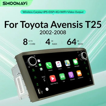 Bezvadu Carplay Auto Multimedia Player Toyota Avensis T25 2002 2003 2004 2005 2008 Android 12 GPS 4GB 64GB GPS 4G Wifi