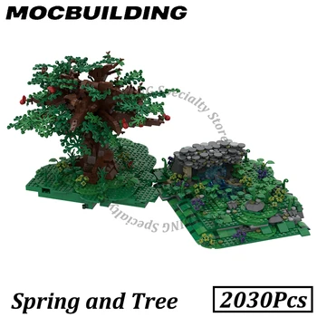 Pilsētā, Apple Tree Augu Pavasara Modelis Modelis KM Celtniecības Bloku DIY Displejs Celtniecības Ķieģeļu Rotaļlieta Dāvana Ziemassvētku dāvana