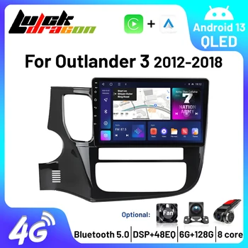 2 Din Android Auto Multimediju Atskaņotājs, Radio Mitsubishi Outlander 3 2012-2018 Video 4G DVD Stereo Audio Head Unit Carplay