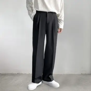 Formālās Bikses korejiešu Stilā, Uzvalku Bikses, Pavasara Rudens Gadījuma Bikses Vidū-Vidukļa Taisni Vīriešu Bikses Plaša Kāju Gadījuma Bikses pantalones