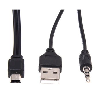 3,5 mm Aux USB2.0 Vīrietis Mini 5-Pin USB Portatīvo Skaļruņu Audio Kabelis