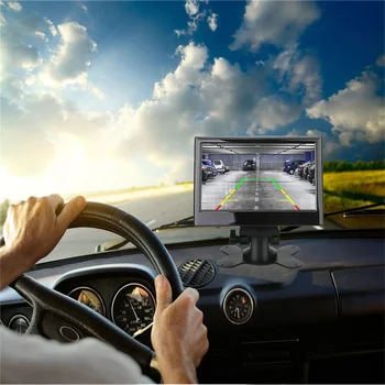 12V-24V 7 Collu TFT Krāsu LCD HD Monitors ar Licences Plāksnes Kamera ar Auto CCTV Reverse Atpakaļskata Auto Piederumi