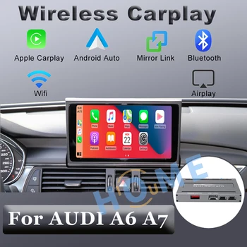 Auto Multimediju Bezvadu Carplay MMI Android Auto Interfeisa Box AUDI A6 A7 Sākotnējo Ekrānu Kamera Atbalsta 4G, WiFi, GPS Airplay