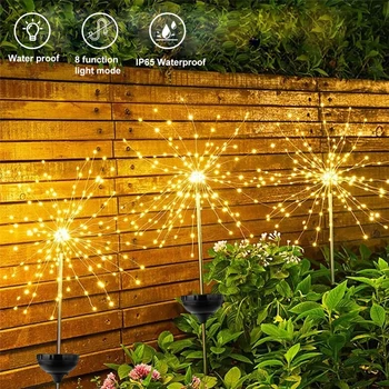 LED Saules Uguņošanas Pasaku Gaismas Āra Ūdensizturīgs Dārza Dekorēšana Zālāju Ainavu Lampas Pagalmā Ziemassvētku Kāzu Dekori