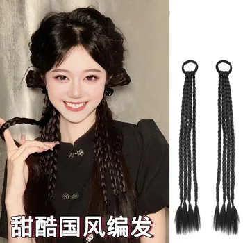 Ķīniešu stilā fishbone vērpjot bizītes parūka sievietēm, dabīgā matu pieaudzēšana, augsta zirgaste. Rūpnīcas tiešo pārdošanu par Douyin live